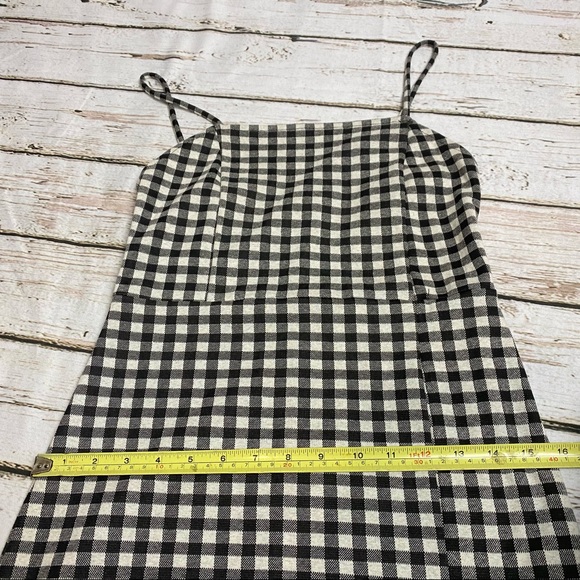 Zara Black & White Plaid Midi Dress w/ Slit - Picture 8 of 9